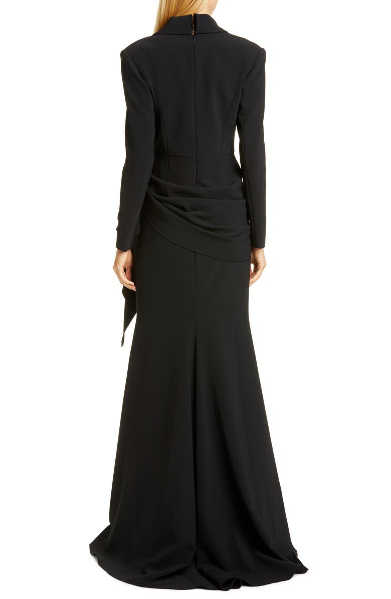 Christian Siriano Long Sleeve V-Neck Trumpet Gown, Alternate, color, 