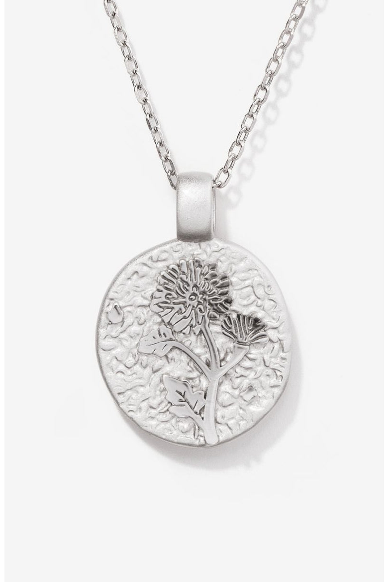 Silver Birth Flower Necklace, Main, color, Chrysanthemum November