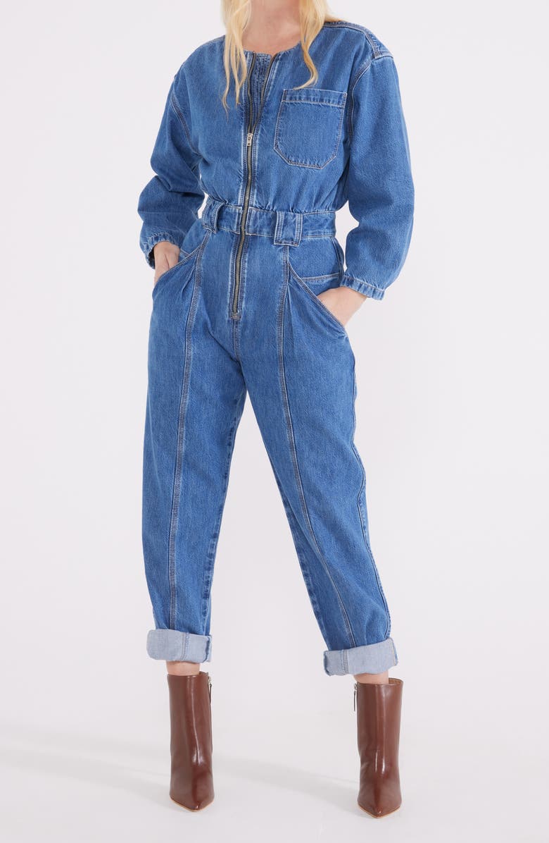 ÉTICA Fatima Long Sleeve Denim Jumpsuit, Alternate, color, 