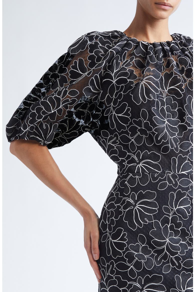 Naomi Floral Lace Dress, Alternate, color, BLACK/ IVORY