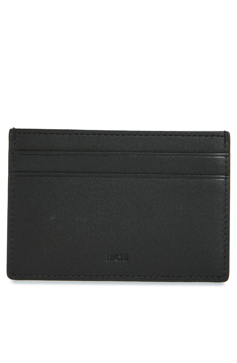 MCM Mini Aren Coated Canvas Card Case, Alternate, color, 