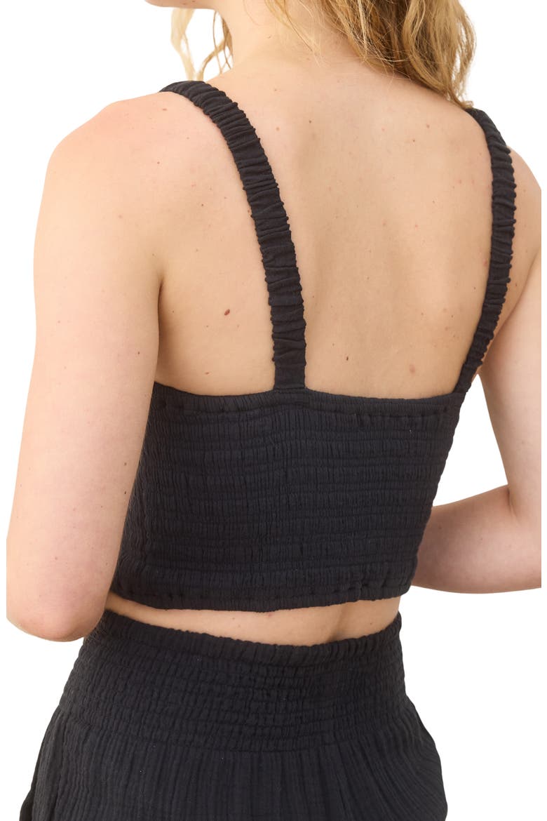 Lila Smocked Cotton Gauze Camisole, Alternate, color, BLACK