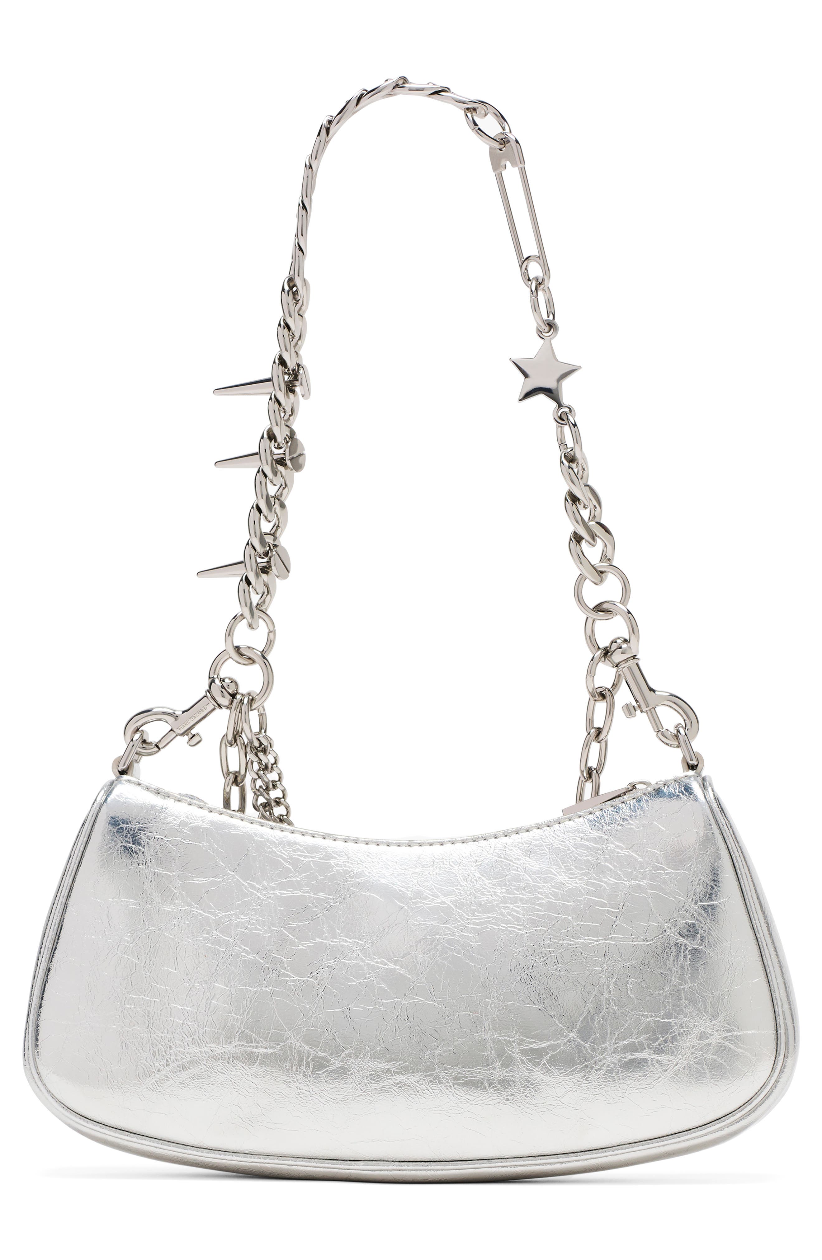Marc Jacobs The Charm Shoulder Bag, Alternate, color, Silver