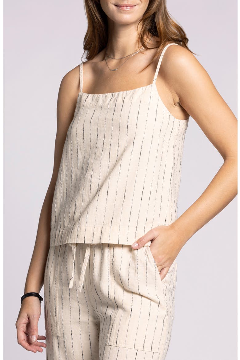 Ventura Linen Blend Camisole, Alternate, color, OFF WHITE BLACK