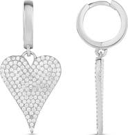 SHYMI Pavé Heart Drop Huggie Hoop Earrings