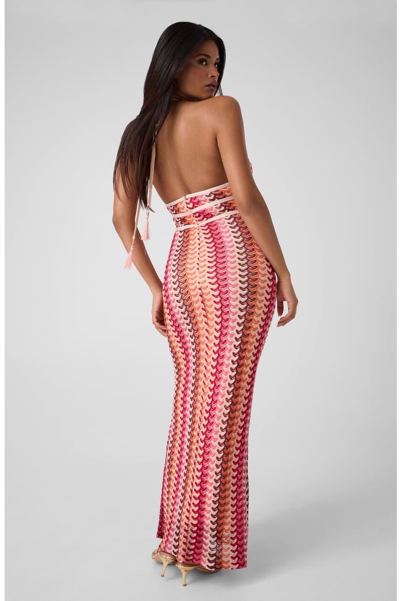 Fearne Knit Halter Dress, Alternate, color, RED ORANGE