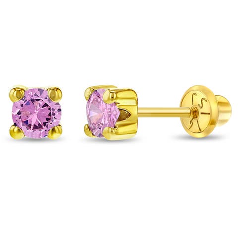 14k 4 Prong Cubic Zirconia Solitaire Earrings