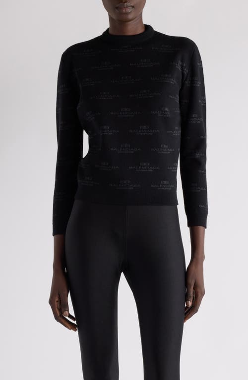 Balenciaga Bb Monogram Wool & Cotton Blend Sweater In 1269 Black/grey