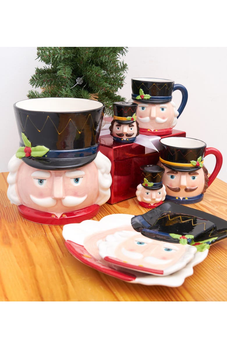 Gallerie II Christmas Nutcracker Dolomite Weighted Kitchen Utensil Crock Holder 7.63", Alternate, color, Red