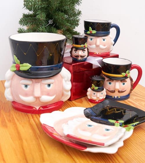 Gallerie Ii Christmas Nutcracker Dolomite Weighted Kitchen Utensil Crock Holder 7.63" In Red