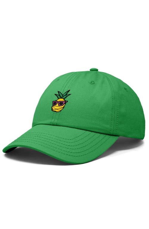 Dalix Pineapple Embroidered Dad Hat In Kelly Green