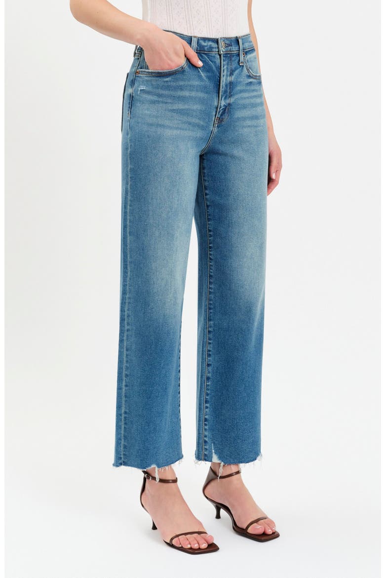 Pleaser High Waist Raw Hem Crop Jeans, Alternate, color, VIBE CHECK