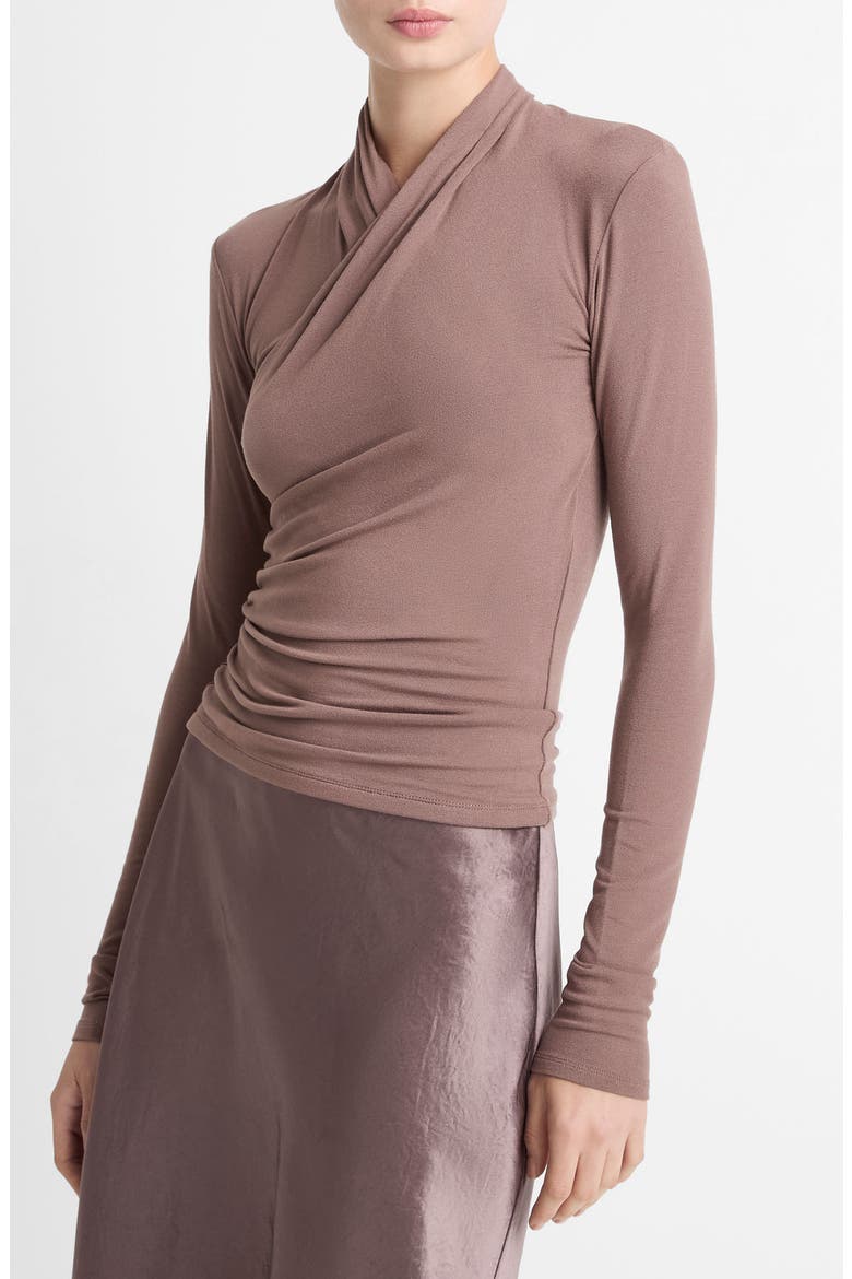 Long Sleeve Knit Wrap Top, Alternate, color, SMOKY BERRY