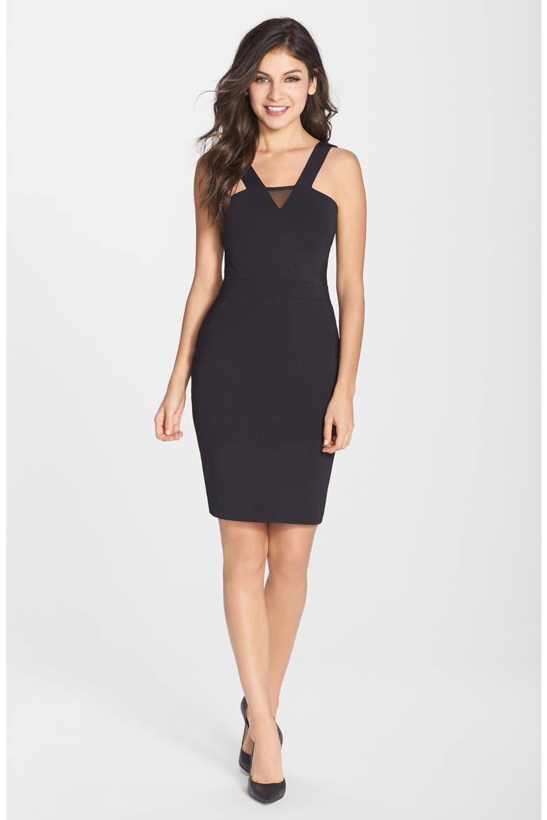 'Sicily' Scuba Body-Con Dress, Alternate, color, BLACK