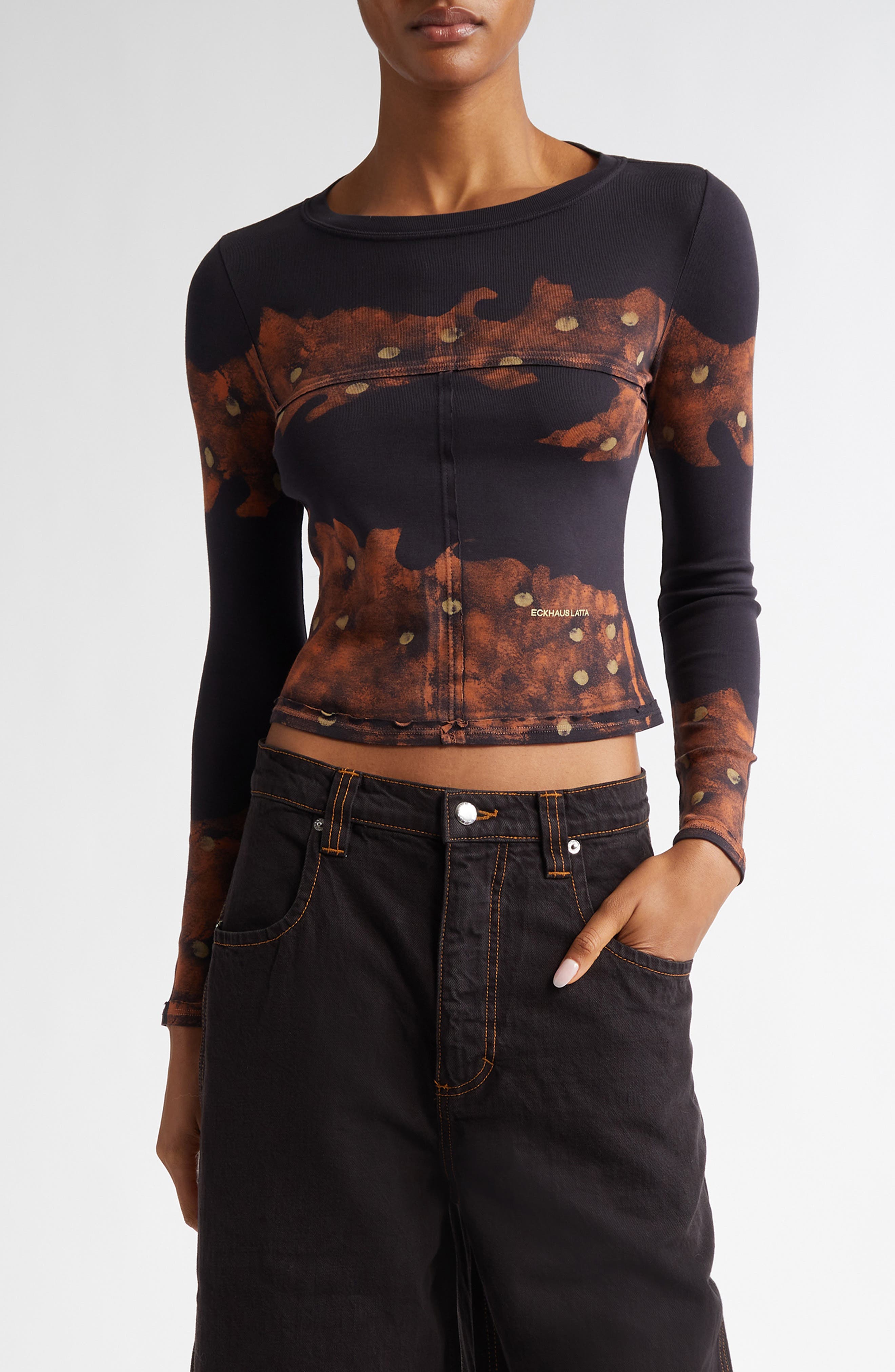 Eckhaus Latta Lapped Crewneck Baby Tee in Bouquet 