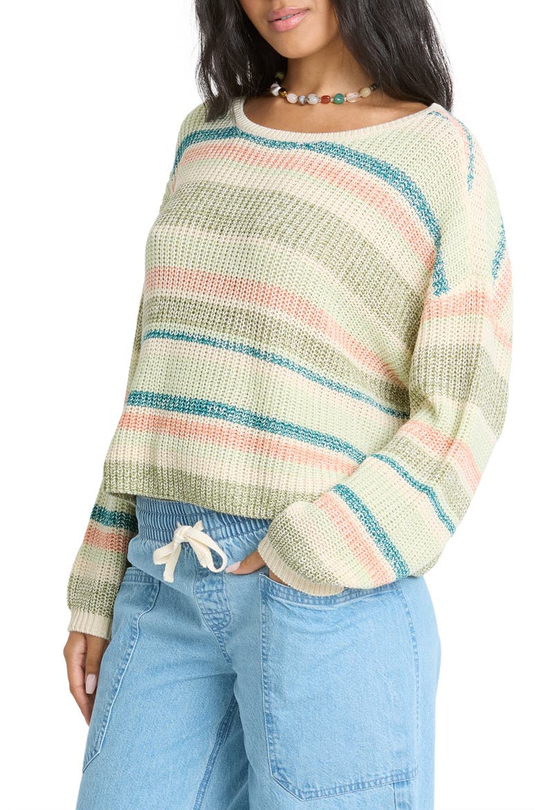 Stripe Marled Crop Sweater, Alternate, color, SMOKE GREEN