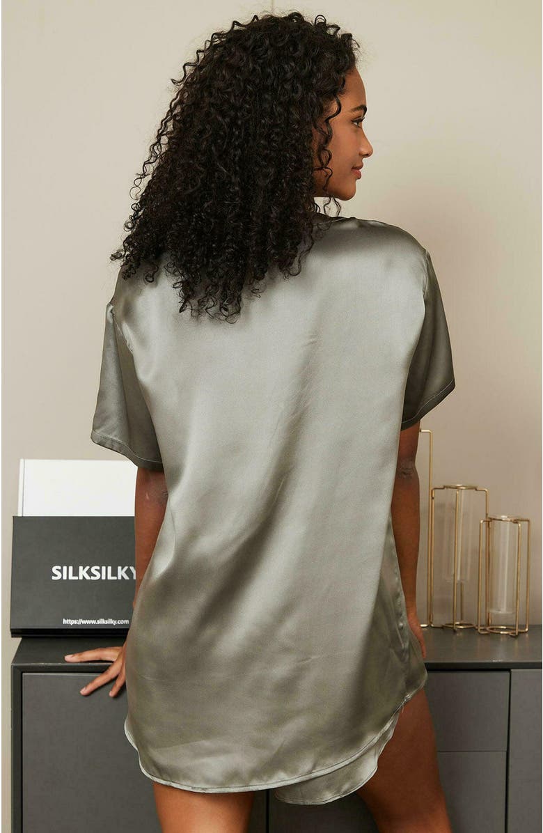 SILKSILKY Pure Silk Casual Womens Sleep Tee, Alternate, color, 
