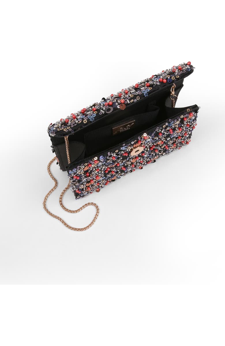 Jewel Badgley Mischka Aurora Beaded Mini Trapezoid Clutch, Alternate, color, Black