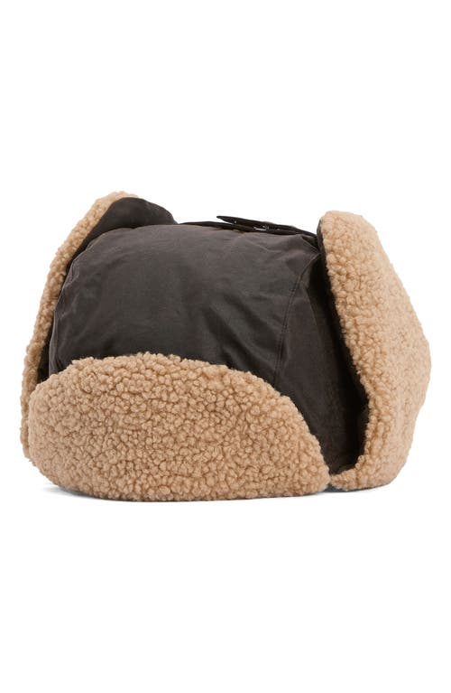 Barbour Morar Waxed Faux Shearling Trapper In Brown