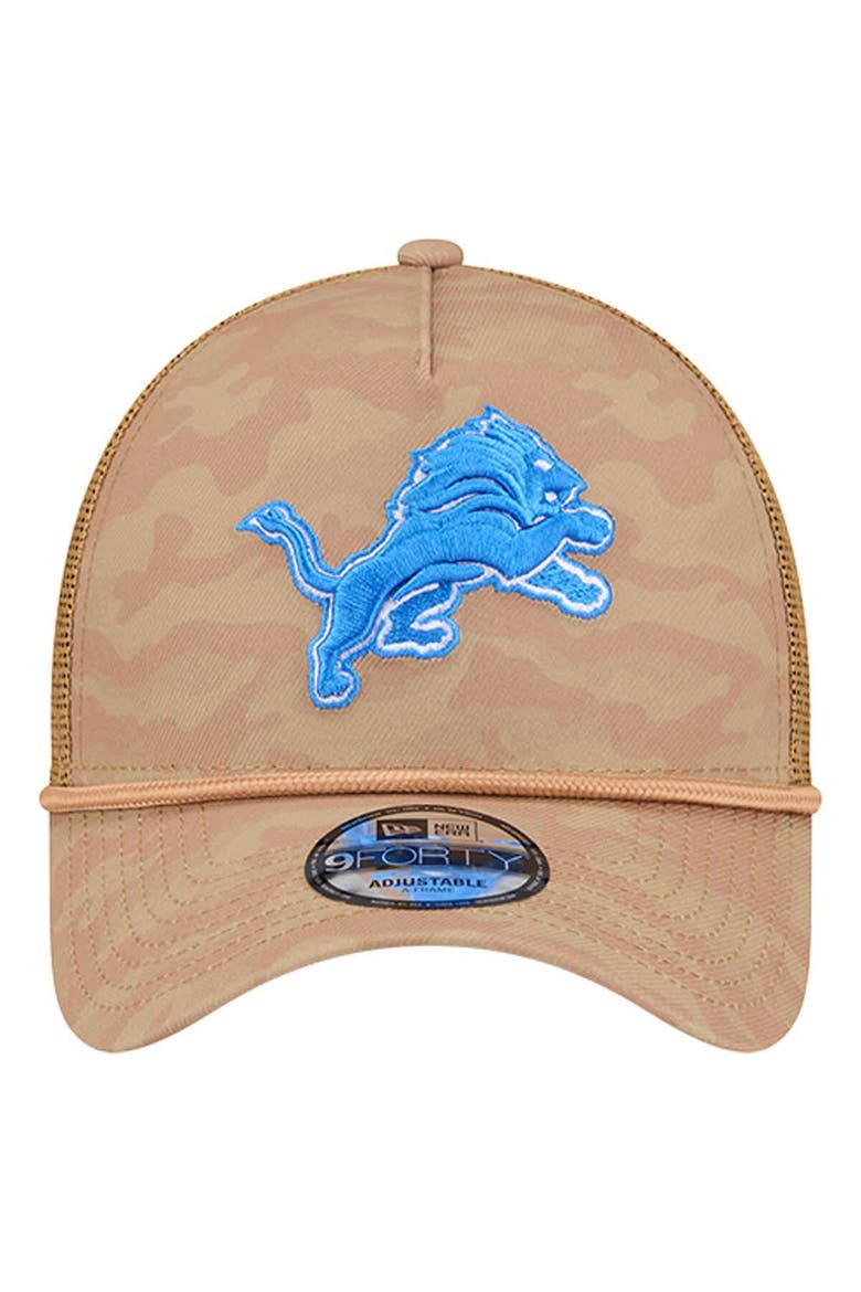 Men's New Era  Tan Detroit Lions Wheat Camo 9FORTY Adjustable Hat, Alternate, color, Tan
