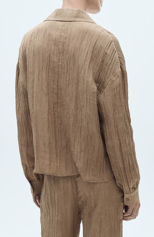 Shop Mango Textured Button-up Shirt In Brown