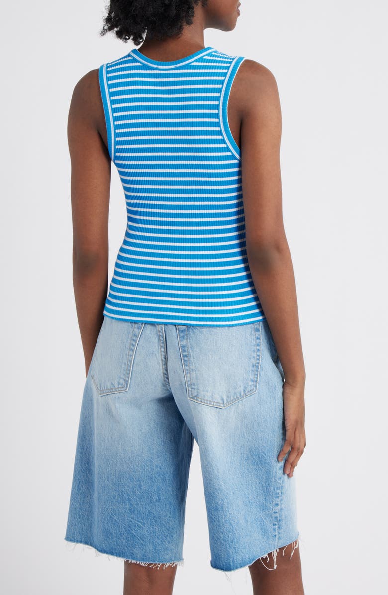 Rails The Racer Stripe Rib Knit Tank, Alternate, color, Chambray Blue Stripe