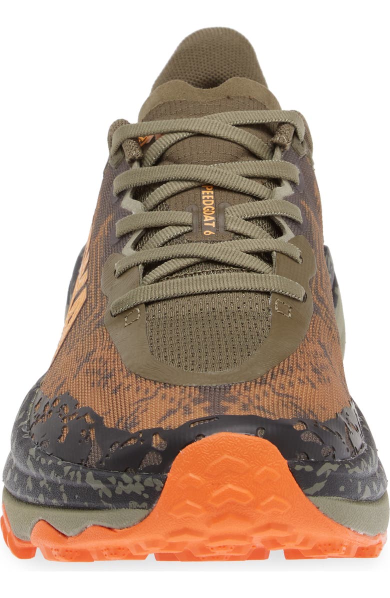 HOKA Speedgoat 6 Trail Running Shoe, Alternate, color, Antique Olive / Squash