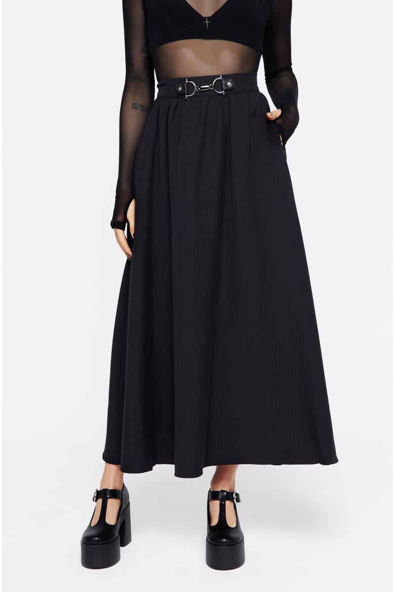 Haunted Maxi Herringbone Skirt, Main, color, Black