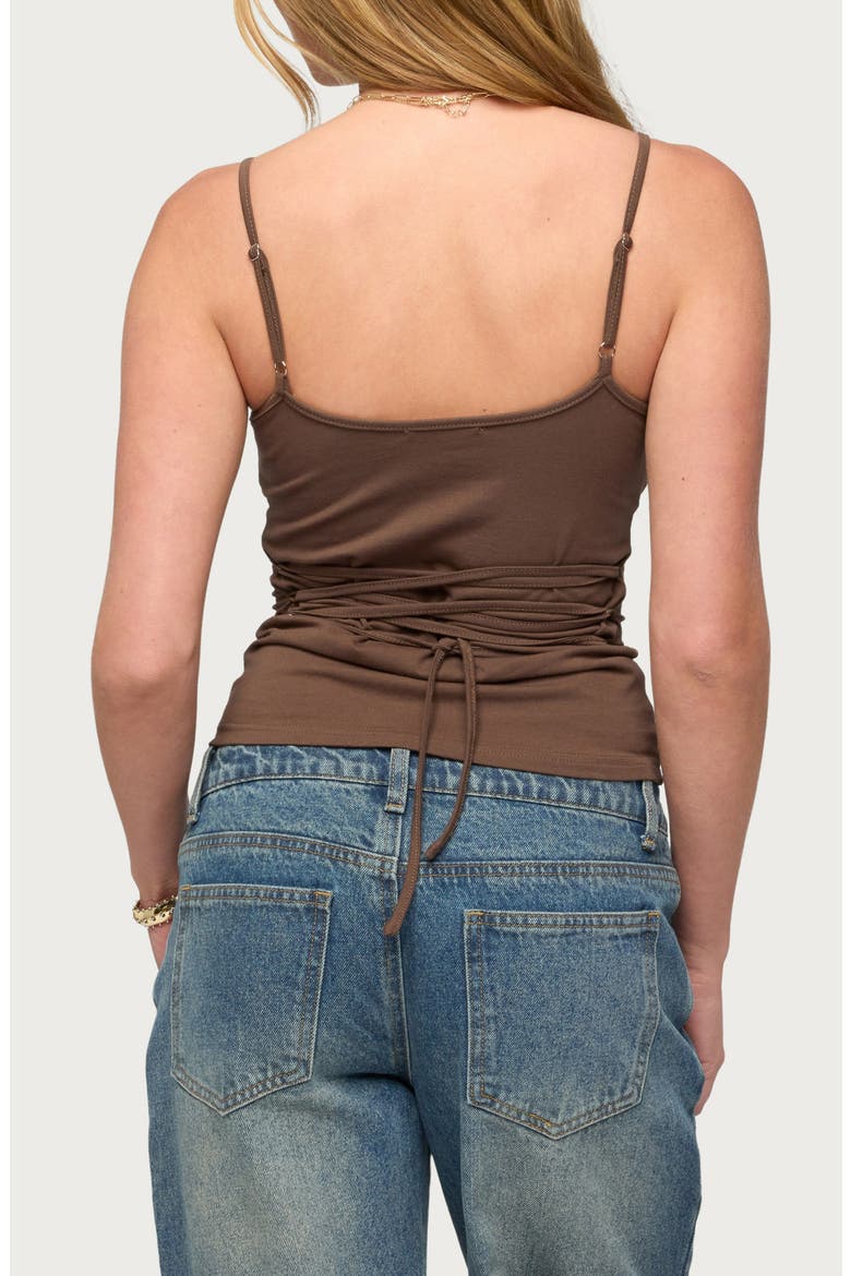 Nancie Lace-Up Back Camisole, Alternate, color, BROWN