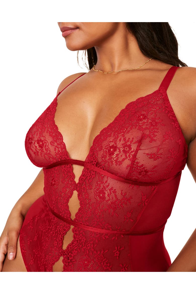Rosie Crotchless Bodysuit Lingerie, Alternate, color, Dark red