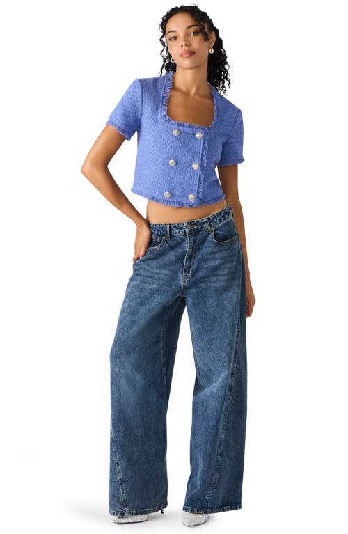 Steve Madden Laylah Tweed Crop Top In Blue