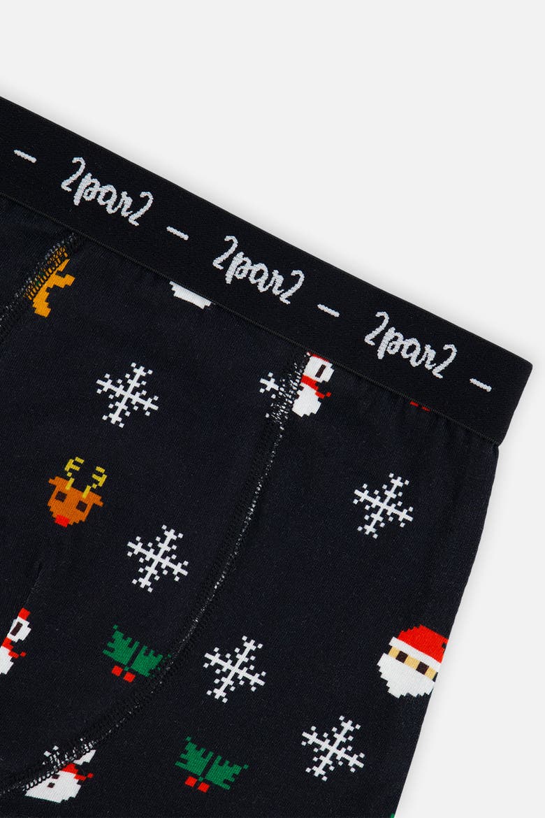Holiday Organic Cotton Elastic Waistband 3-Pack Boxers, Alternate, color, Holiday Print