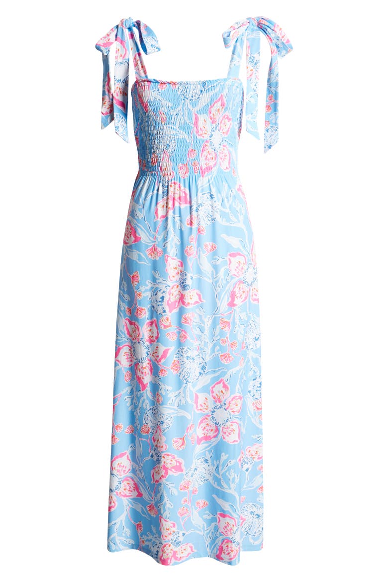 Kailua Floral Smocked Tie Shoulder Maxi Sundress, Alternate, color, MULTI BAHAMIAN RHAPSODY