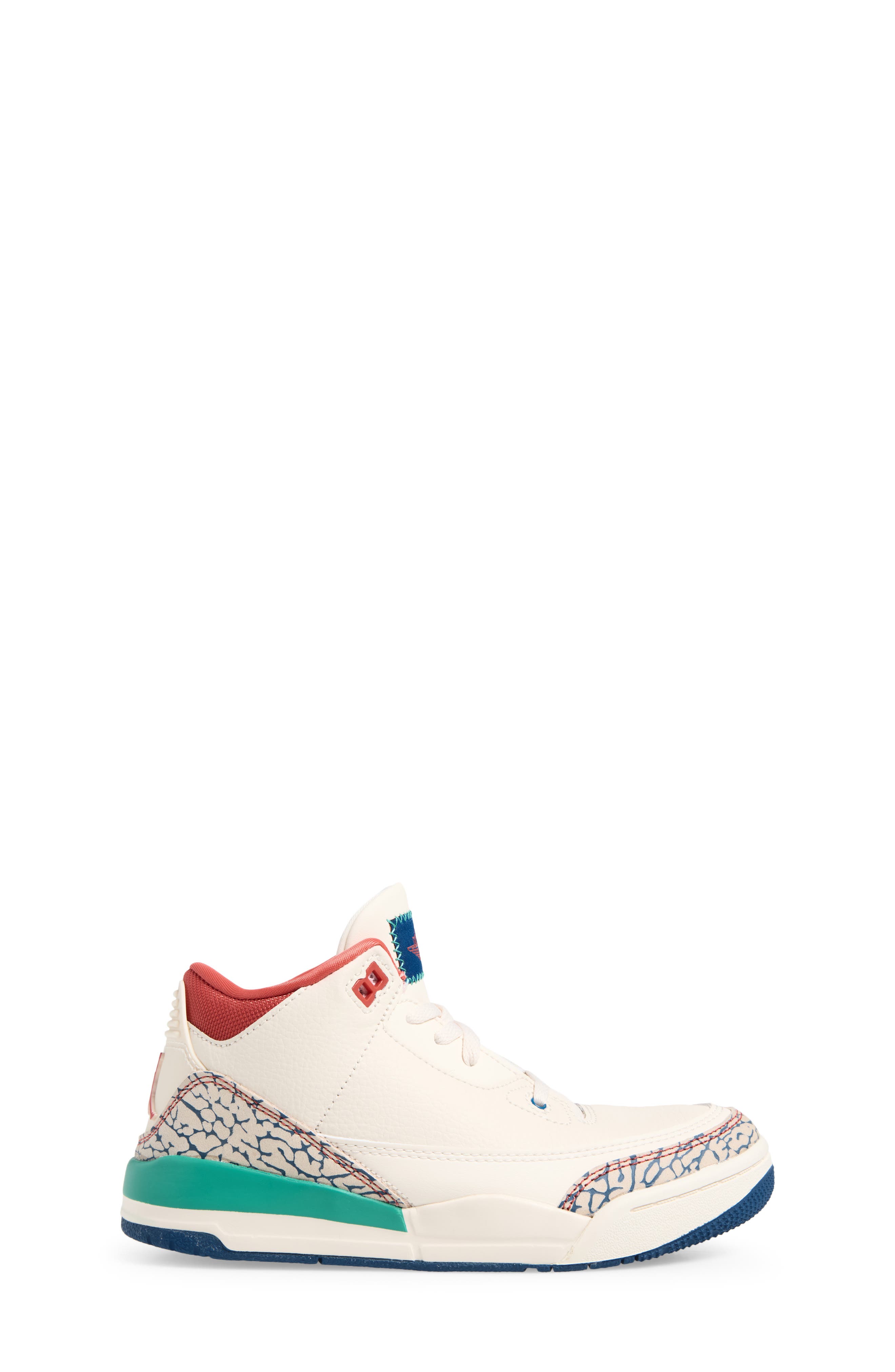 Kids' Air Jordan 3 Retro Sneaker, Alternate, color, CHALK/ TRACK RED/ BLUE/ GREEN