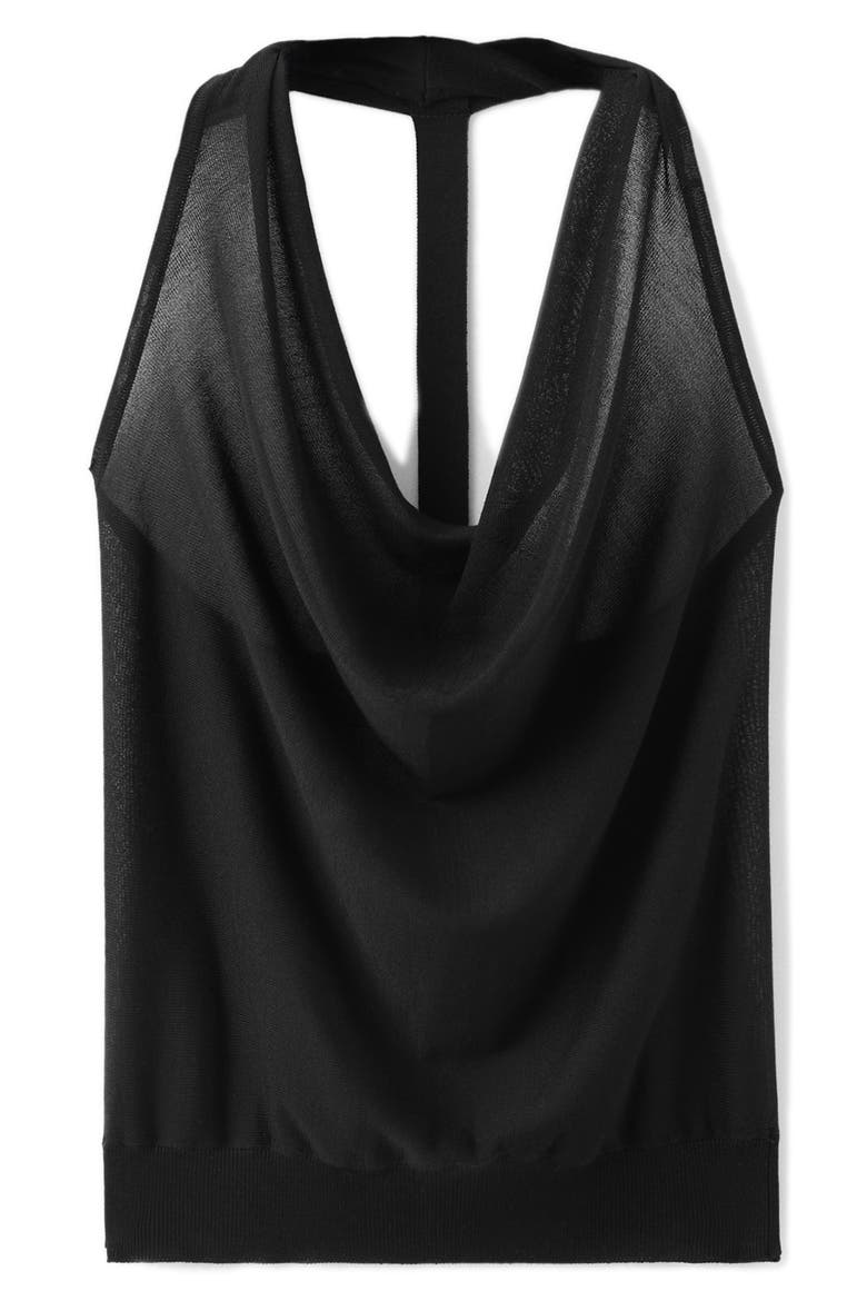 Draped Fine Knit Top, Main, color, BLACK
