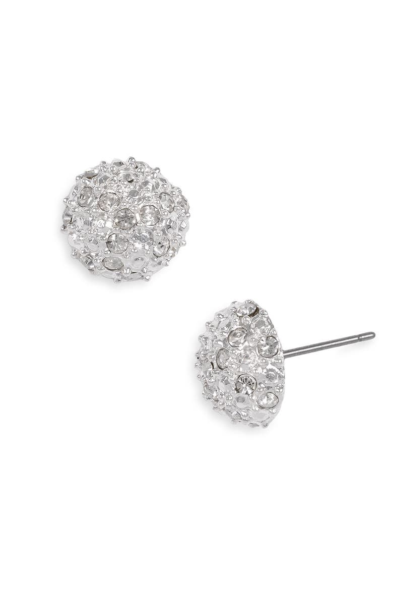 Rachel Stone Dome Stud Earrings, Main, color, SILVER