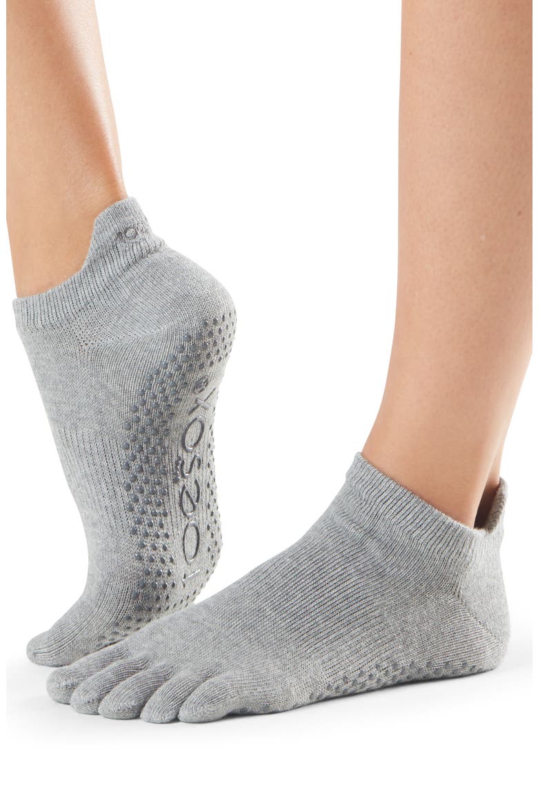 ToeSox 2-Pack Low Rise Full Toe Gripper Socks, Alternate, color, ASSORTED
