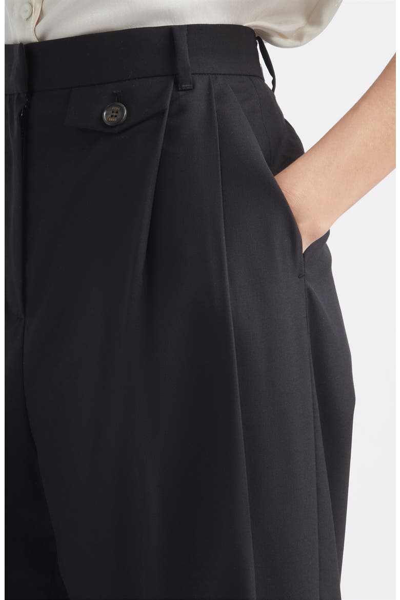 Front Tucked Detail Pants, Alternate, color, BLACK