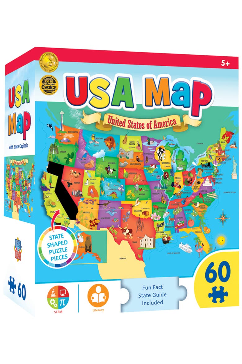 USA Map 60 Piece Kids Jigsaw Puzzle, Main, color, Multicolor