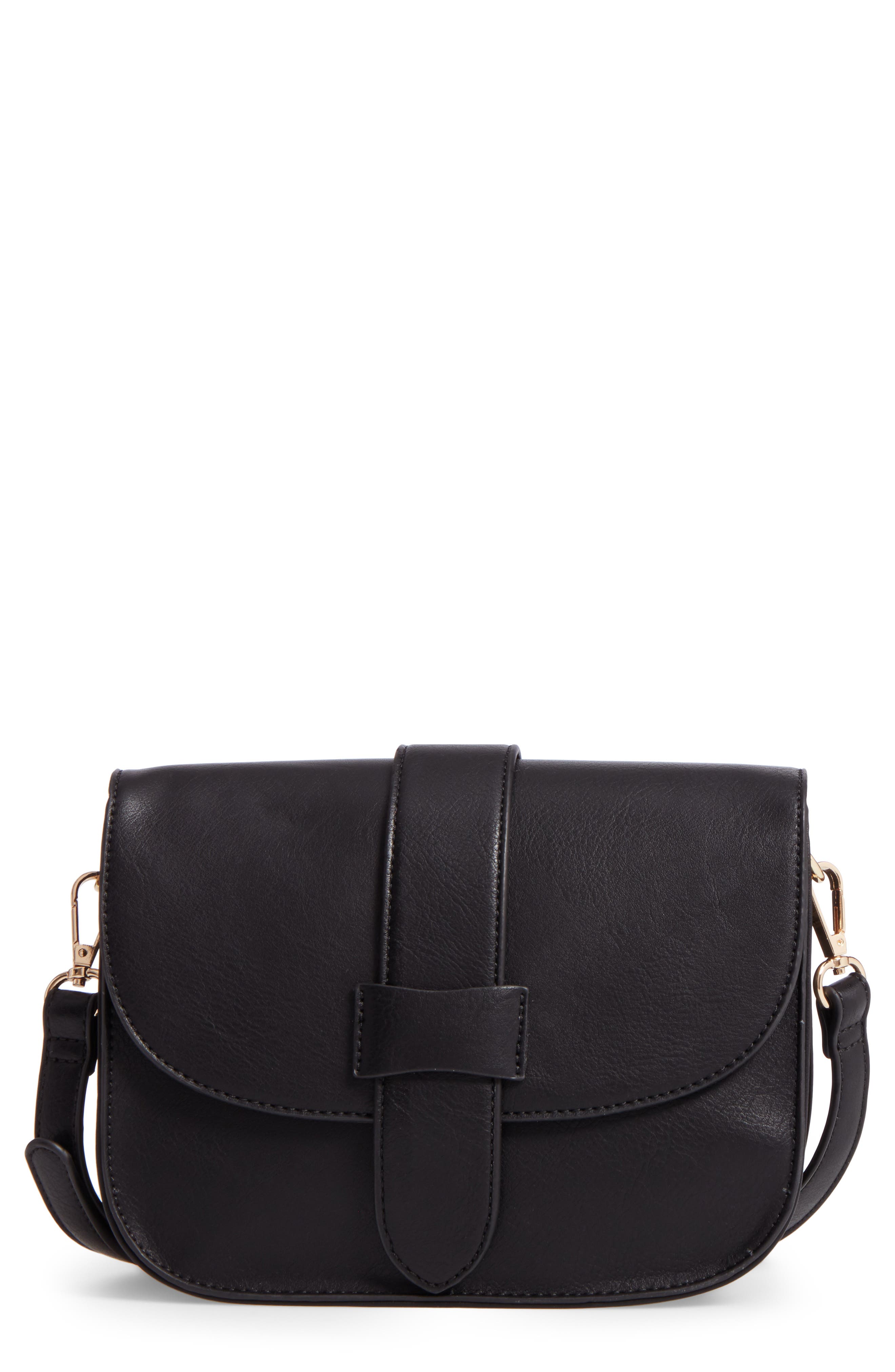 Sole Society Halima Faux Leather Flap Crossbody, Main, color, 