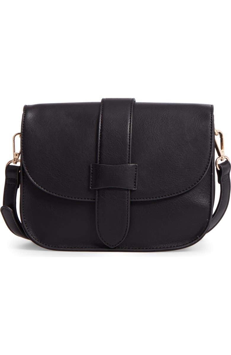Sole Society Halima Faux Leather Flap Crossbody, Main, color,