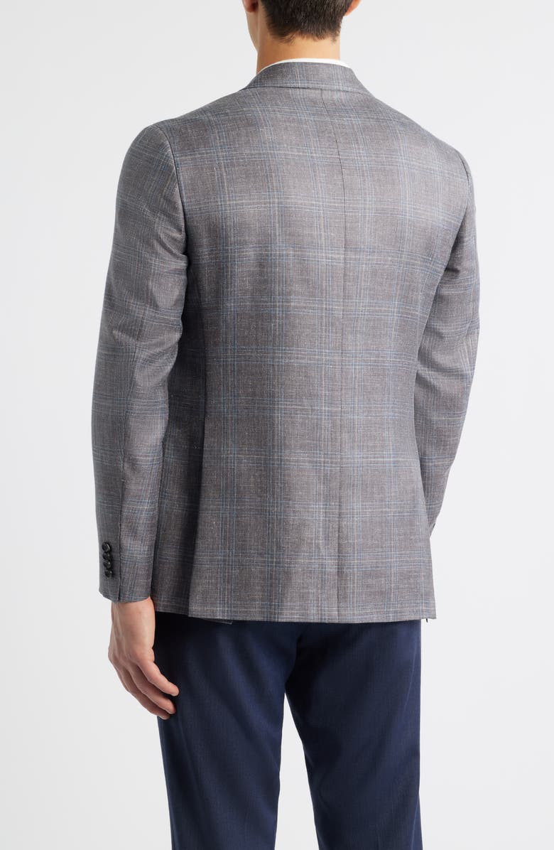 Canali Kei Trim Fit Brown Mélange Shadow Plaid Wool & Silk Blend Sport Coat, Alternate, color, Brown