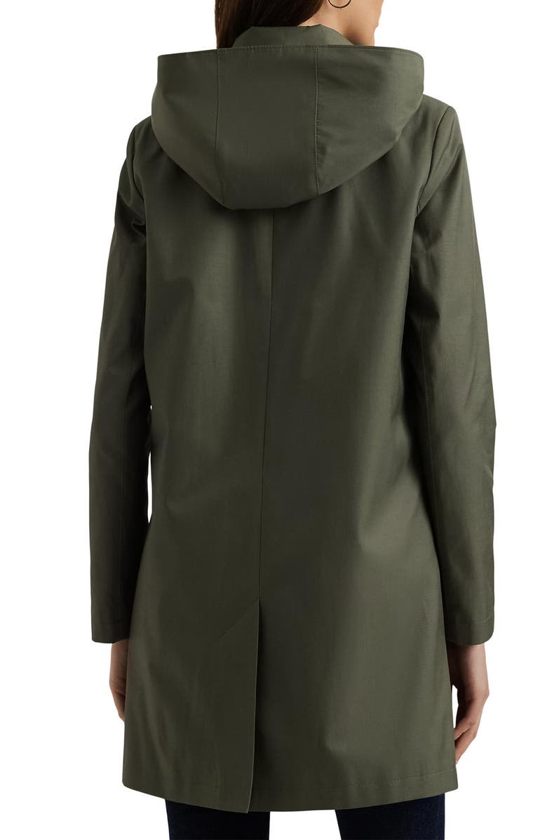 Lauren Ralph Lauren Balmacaan Hooded Raincoat, Alternate, color, Olive Fern