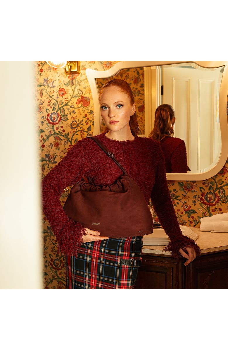 Lambert Lara - Vegan Suede Shoulder Bag, Alternate, color, Mahogany