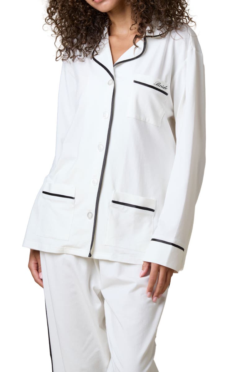 KIP Bride Stretch Cotton Long Pajama Set, Alternate, color, 