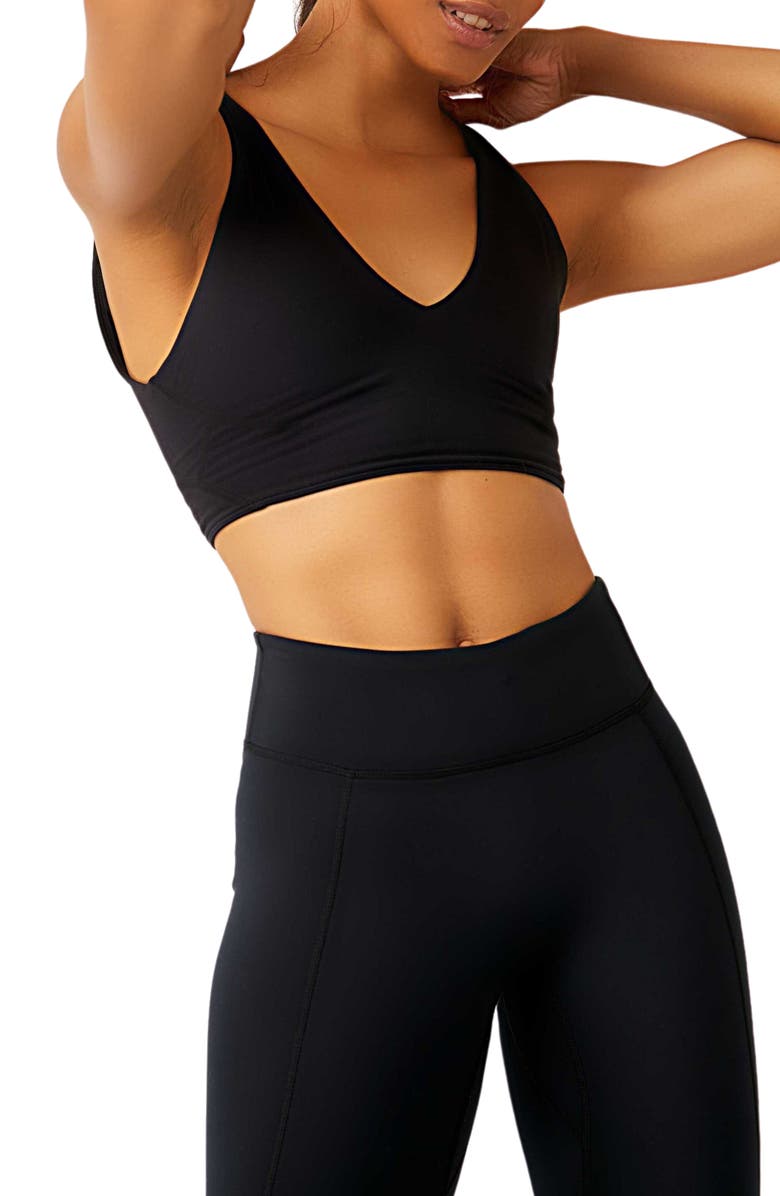 Free People FP Movement Never Better Crop V-Neck Tank, Alternate, color, Black