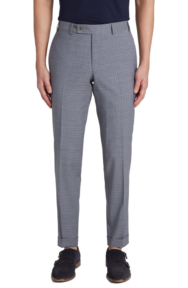 Jack Victor Dean Soft Constructed Plaid Stretch Wool Suit, Alternate, color, Grey
