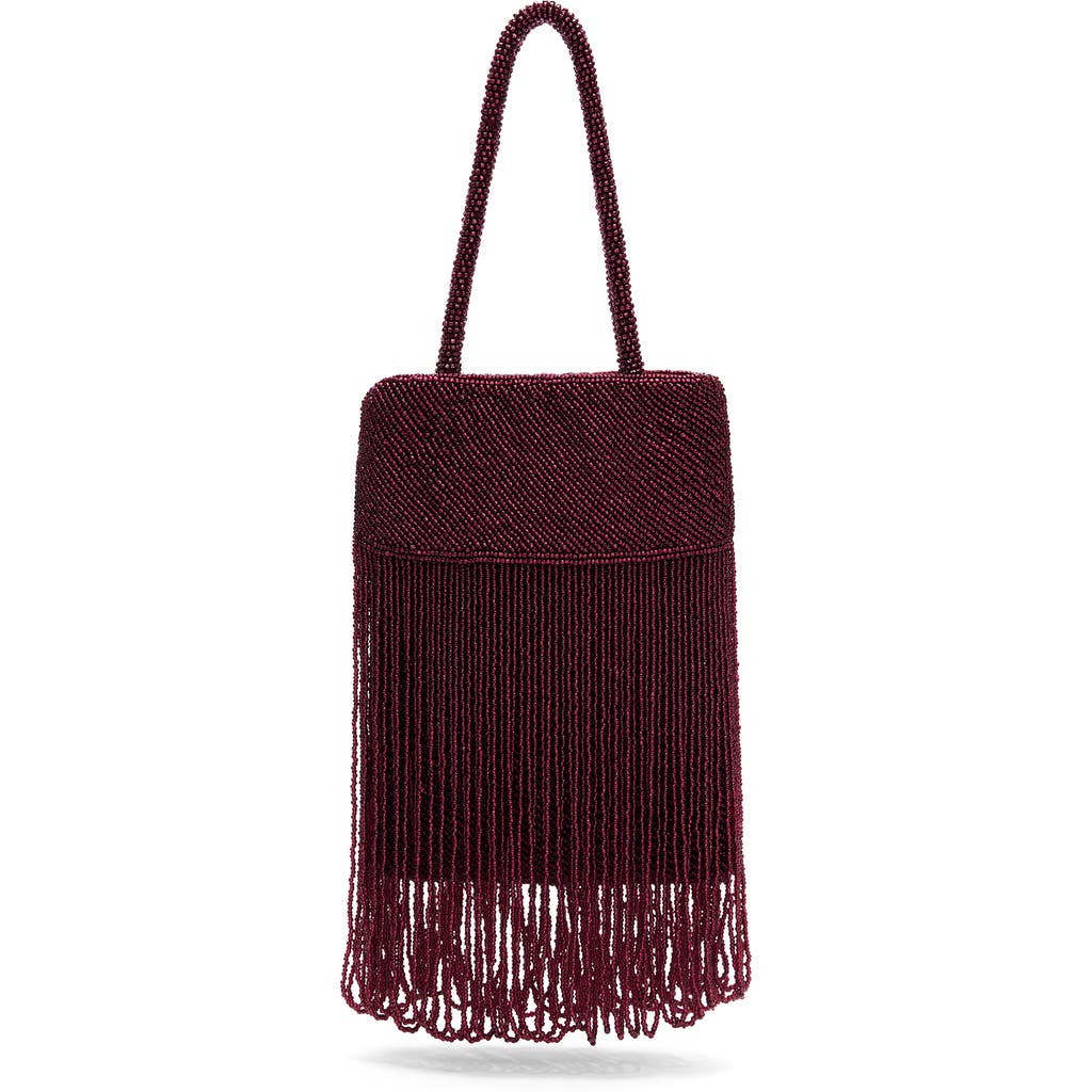 Reformation Valentina Mini Beaded Satin Shoulder Bag In Burgundy