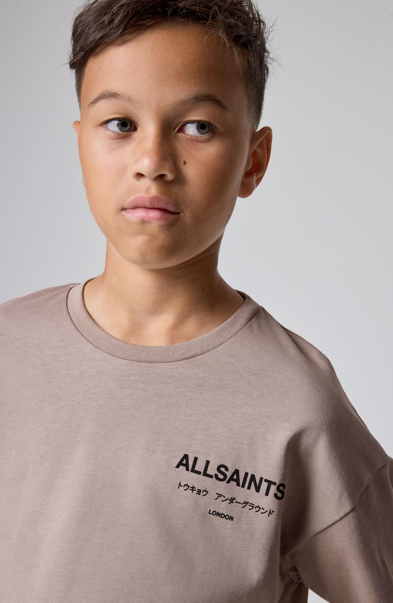 smALLSAINTS by ALLSAINTS Kids' Redact Oversize Cotton Graphic T-Shirt, Alternate, color, Brown