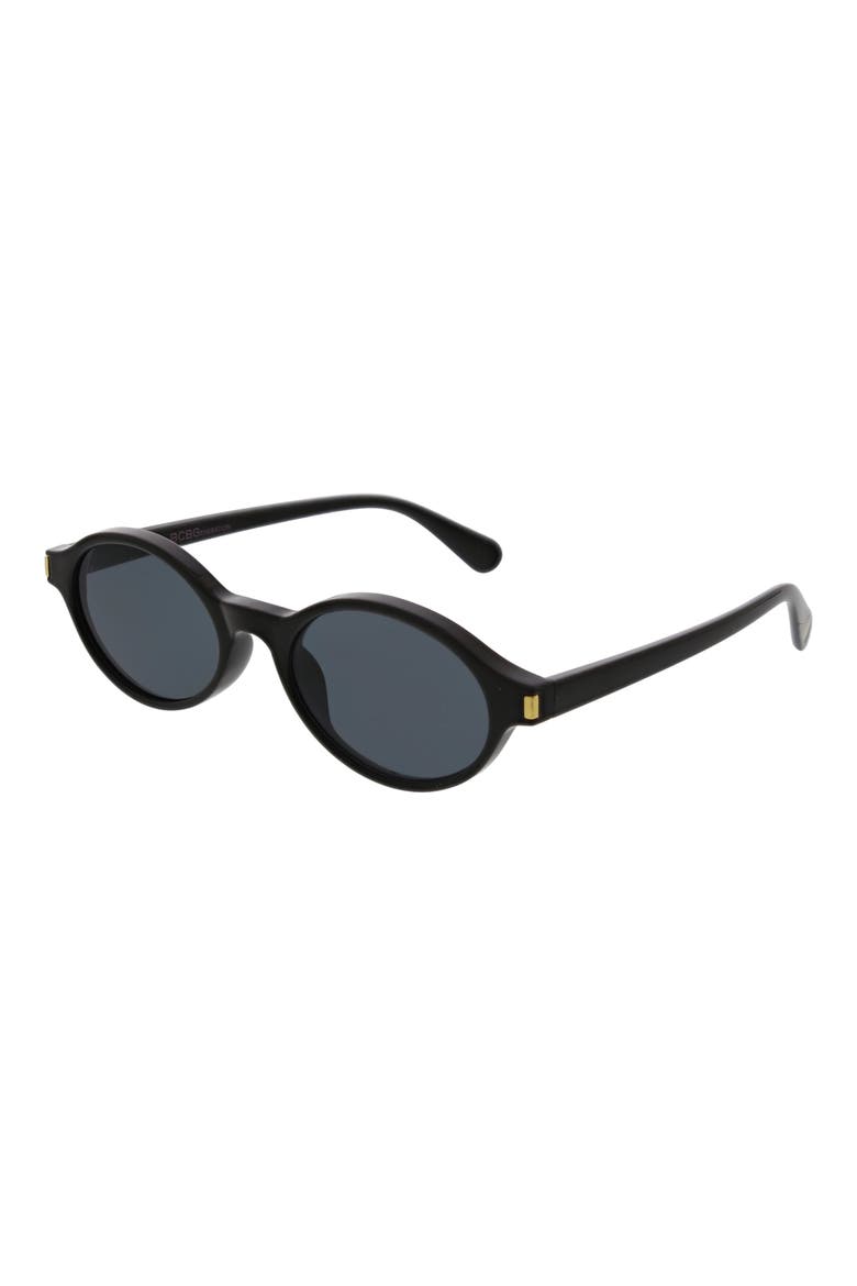 Small Slim Oval Sunglasses, Alternate, color, SHINY BLACK